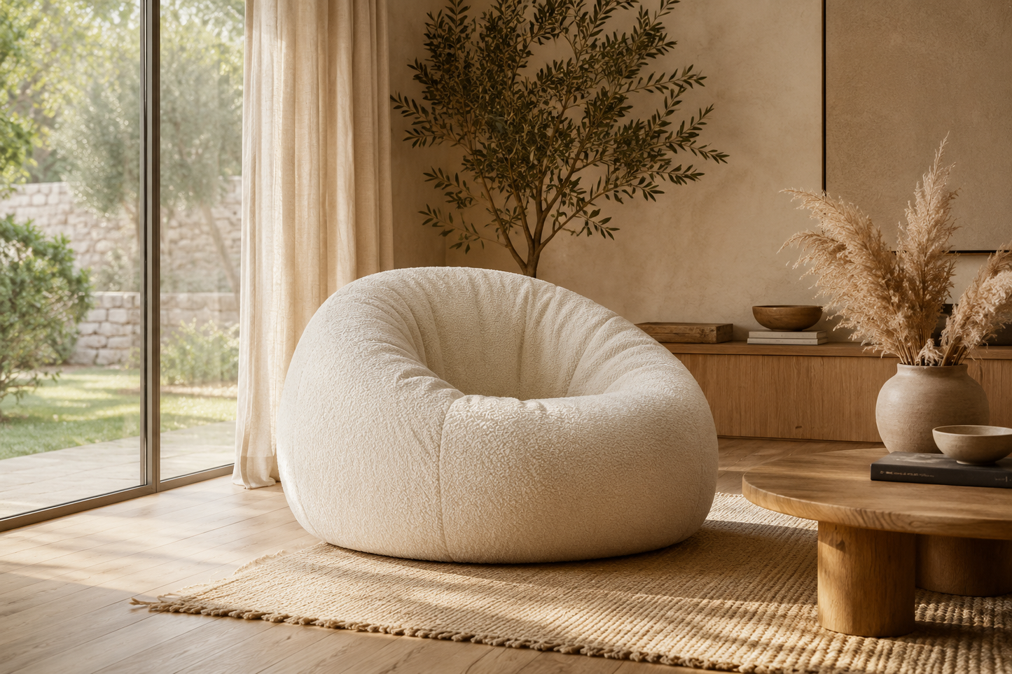 Luxury Bouclé Bean Bag Sofa | Japandi Lounge Chair UK