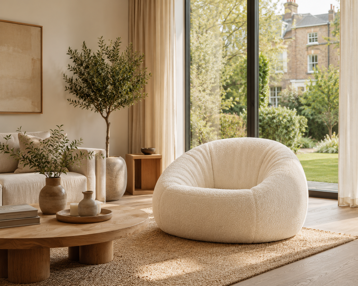 Luxury Bouclé Bean Bag Sofa | Japandi Lounge Chair UK